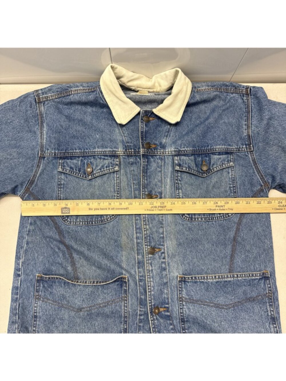 VTG JORDACHE LARGE STONEWASH DENIM JEAN TRUCKER COWBOY RANCH JACKET SZ Large - Picture 7 of 9